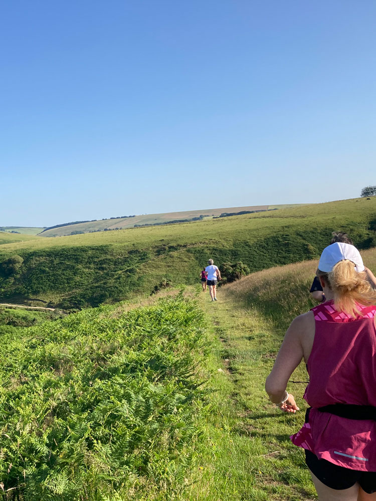 Minehead Club runners together running across Exmoor